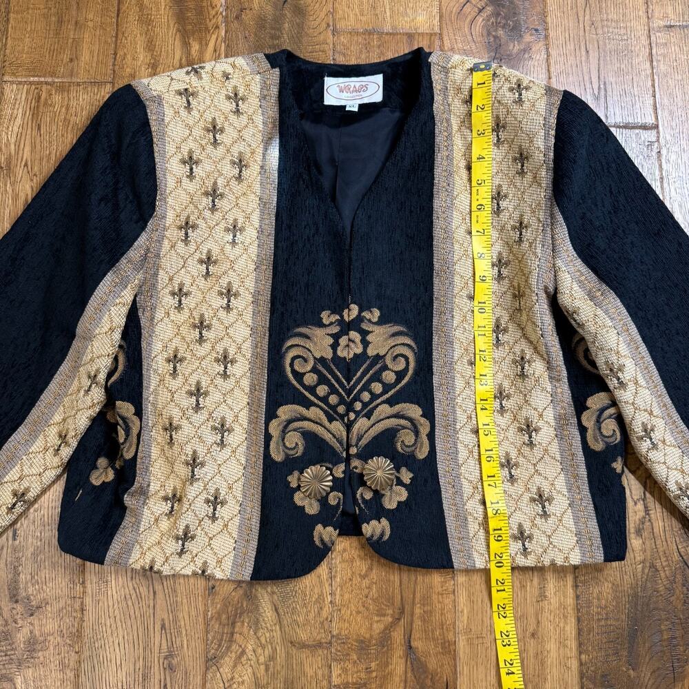Wraps Collection Vintage Women’s Blazer Jacket Cropped Tapestry Size XL USA - Picture 3 of 6